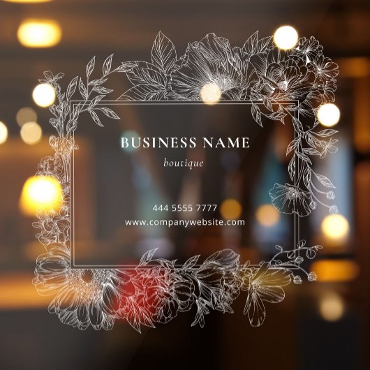 Elegante Bloemrijke Rand Boutique Salon Bedrijfsna Raamsticker