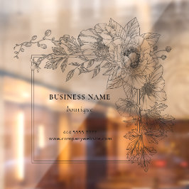 Elegante Bloemrijke Rand Boutique Salon Bedrijfsna Raamsticker