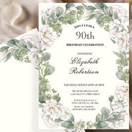 Elegante bloemrijke rand Vrouwelijke 90ste verjaar Kaart