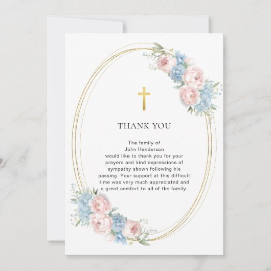 Elegante bloemrijke religieuze begrafenis bedankka kaart (Voorkant)