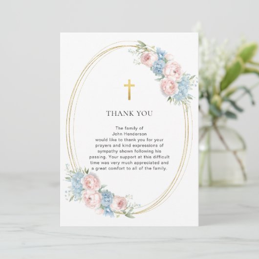 Elegante bloemrijke religieuze begrafenis bedankka kaart (Staand voorkant)