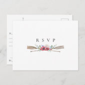 Elegante bloemrijke roeiriemen trouw-RSVP nummerve Uitnodiging Briefkaart (Voorkant / Achterkant)