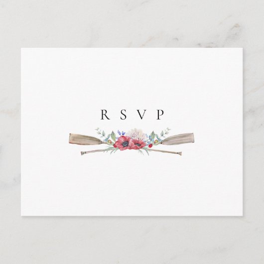 Elegante bloemrijke roeiriemen trouw-RSVP nummerve Uitnodiging Briefkaart (Voorkant)