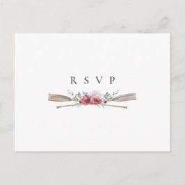 Elegante bloemrijke roeispanen Huwelijks RSVP Lied Uitnodiging Briefkaart