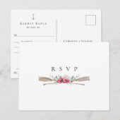 Elegante bloemrijke roeispanen Huwelijks RSVP Lied Uitnodiging Briefkaart (Voorkant / Achterkant)