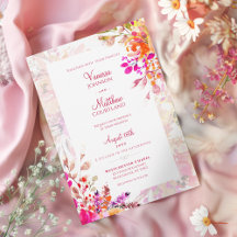 Elegante bloemrijke roze en oranje waterverf bruil