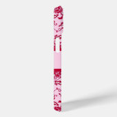 Elegante Bloemrijke Roze en Rode Damast Case-Mate iPhone Case (Achterkant / Rechts)