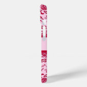 Elegante Bloemrijke Roze en Rode Damast Case-Mate iPhone Case (Achterkant / Links)