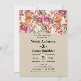 Elegante Bloemrijke Rustieke Chic Kraft Monogram B Kaart