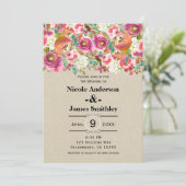 Elegante Bloemrijke Rustieke Chic Kraft Monogram B Kaart (Staand voorkant)