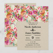 Elegante Bloemrijke Rustieke Chic Kraft Monogram B Kaart (Voorkant / Achterkant)