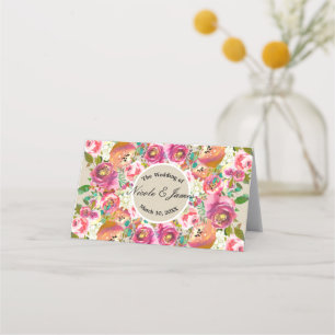 Elegante Bloemrijke Rustieke Chic Kraft Tafelzitpl Plaatskaartje
