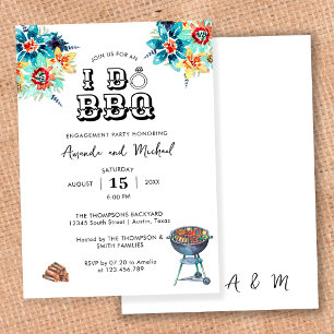 Elegante Bloemrijke Rustieke I Do BBQ Verloving Fe Kaart