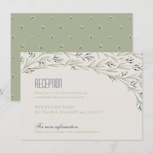 Elegante bloemrijke rustieke trouwontvangstkaart kaart (Voorkant / Achterkant)