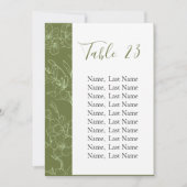 Elegante bloemrijke saliegroene tafelnummerkaarten kaart (Voorkant)