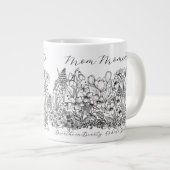 Elegante Bloemrijke Script Boho Lijnkunst Grote Koffiekop (Voorkant rechts)