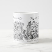 Elegante Bloemrijke Script Boho Lijnkunst Grote Koffiekop (Voorkant)
