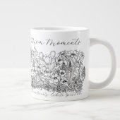 Elegante Bloemrijke Script Boho Lijnkunst Grote Koffiekop (Rechts)