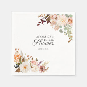 Elegante Bloemrijke Script Bruiloftsshower Papier Servet