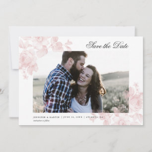 Elegante Bloemrijke Script Foto Huwelijk Save The Date