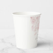 Elegante Bloemrijke Script Roze Bruidsdouche Papieren Bekers (Rechts)