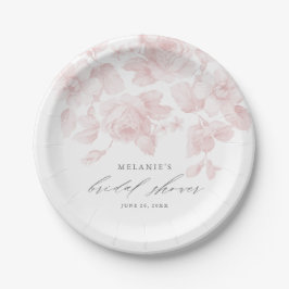 Elegante Bloemrijke Script Roze Bruidsdouche Papieren Bordje