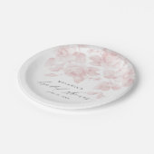 Elegante Bloemrijke Script Roze Bruidsdouche Papieren Bordje (Gekanteld)