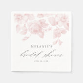 Elegante Bloemrijke Script Roze Bruidsdouche Servet (Voorkant)