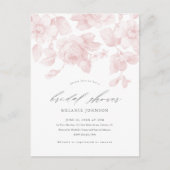 Elegante Bloemrijke Script Roze Bruidsdouche Uitnodiging Briefkaart (Voorkant)