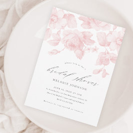 Elegante Bloemrijke Script Roze Bruidsuitnodiging Kaart