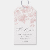 Elegante Bloemrijke Script Roze Bruiloft Feest Fav Cadeaulabel (Voorkant)