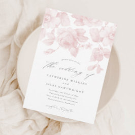 Elegante Bloemrijke Script Roze Huwelijk Kaart