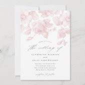 Elegante Bloemrijke Script Roze Huwelijk Kaart (Voorkant)