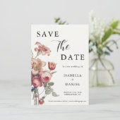 Elegante Bloemrijke Script Trouw Save The Date (Staand voorkant)