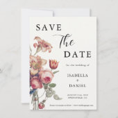 Elegante Bloemrijke Script Trouw Save The Date (Voorkant)