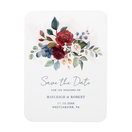 Elegante Bloemrijke Script Trouw Save the Date Magneet (Verticaal)