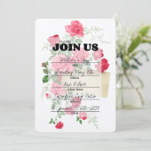 Elegante Bloemrijke Script Uitnodiging om In te Vu (Staand voorkant)