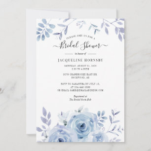 Elegante Bloemrijke Script Waterverf Bruidsdouche Kaart