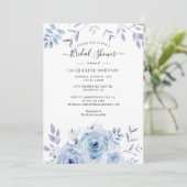 Elegante Bloemrijke Script Waterverf Bruidsdouche Kaart (Staand voorkant)