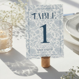 Elegante Bloemrijke Toile Schrift Blauwe Trouw Kaart