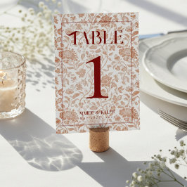 Elegante Bloemrijke Toile Schrift Rode Huwelijk Kaart