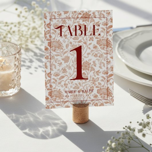 Elegante Bloemrijke Toile Schrift Rode Huwelijk Kaart