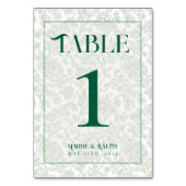 Elegante Bloemrijke Toile Script Groene Trouw Kaart (Achterkant)
