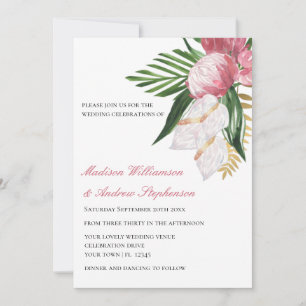 Elegante Bloemrijke Tropische Paradijs Huwelijk Kaart