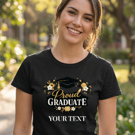Elegante Bloemrijke Trots Afgestudeerde Aangepaste T-shirt