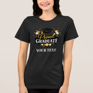 Elegante Bloemrijke Trots Afgestudeerde Aangepaste Tri-Blend Shirt