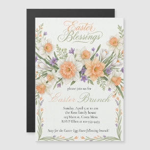 Elegante Bloemrijke Uitnodiging voor Pasen Brunch  Magnetische Uitnodiging