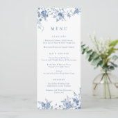 Elegante bloemrijke vintage botanische marineblauw menu (Staand voorkant)