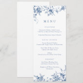 Elegante bloemrijke vintage botanische marineblauw menu (Voorkant / Achterkant)