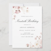 Elegante Bloemrijke Vrouwen 90ste Verjaardagsfeest Kaart (Voorkant)